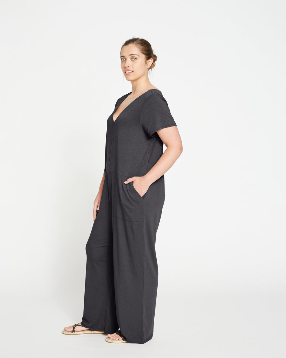 UltimateS Jemma V Neck Jumpsuit - Black Zoom image 2