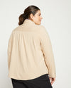 Ava Cotton Jersey Button-Down Shirt - Barley thumbnail 3