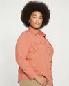 Ava Cotton Jersey Button-Down Shirt - Earthen Red thumbnail 2