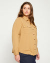 Ava Cotton Jersey Button-Down Shirt - Vintage Khaki thumbnail 2