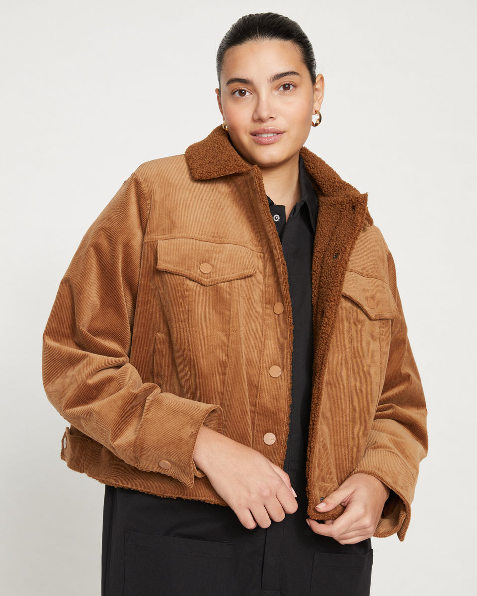 Parker Teddy-Lined Corduroy Jacket - Foie Gras Zoom image 0