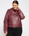 Leeron Leather Moto Jacket - Sangria thumbnail 1