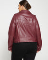 Leeron Leather Moto Jacket - Sangria thumbnail 3