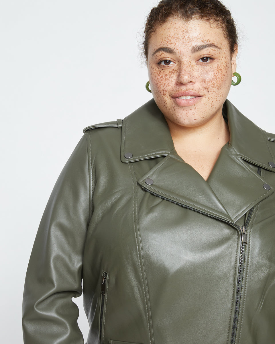 Leeron Leather Moto Jacket - Camo Zoom image 0