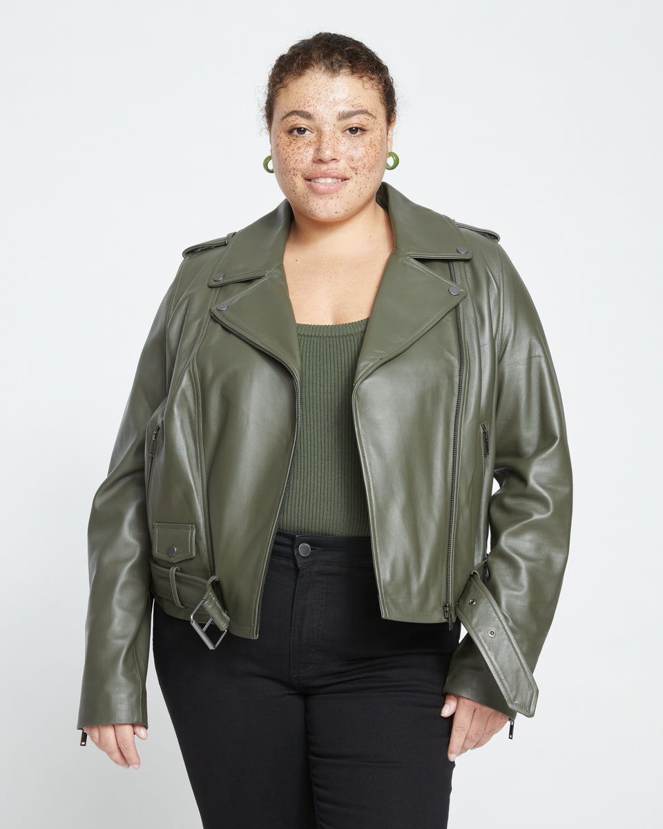 Leeron Leather Moto Jacket - Camo Zoom image 1