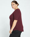 Lily Liquid Jersey Crew Neck Stovepipe Tee - Black Cherry thumbnail 3