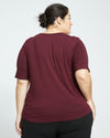 Lily Liquid Jersey V-Neck Stovepipe Tee - Black Cherry thumbnail 4