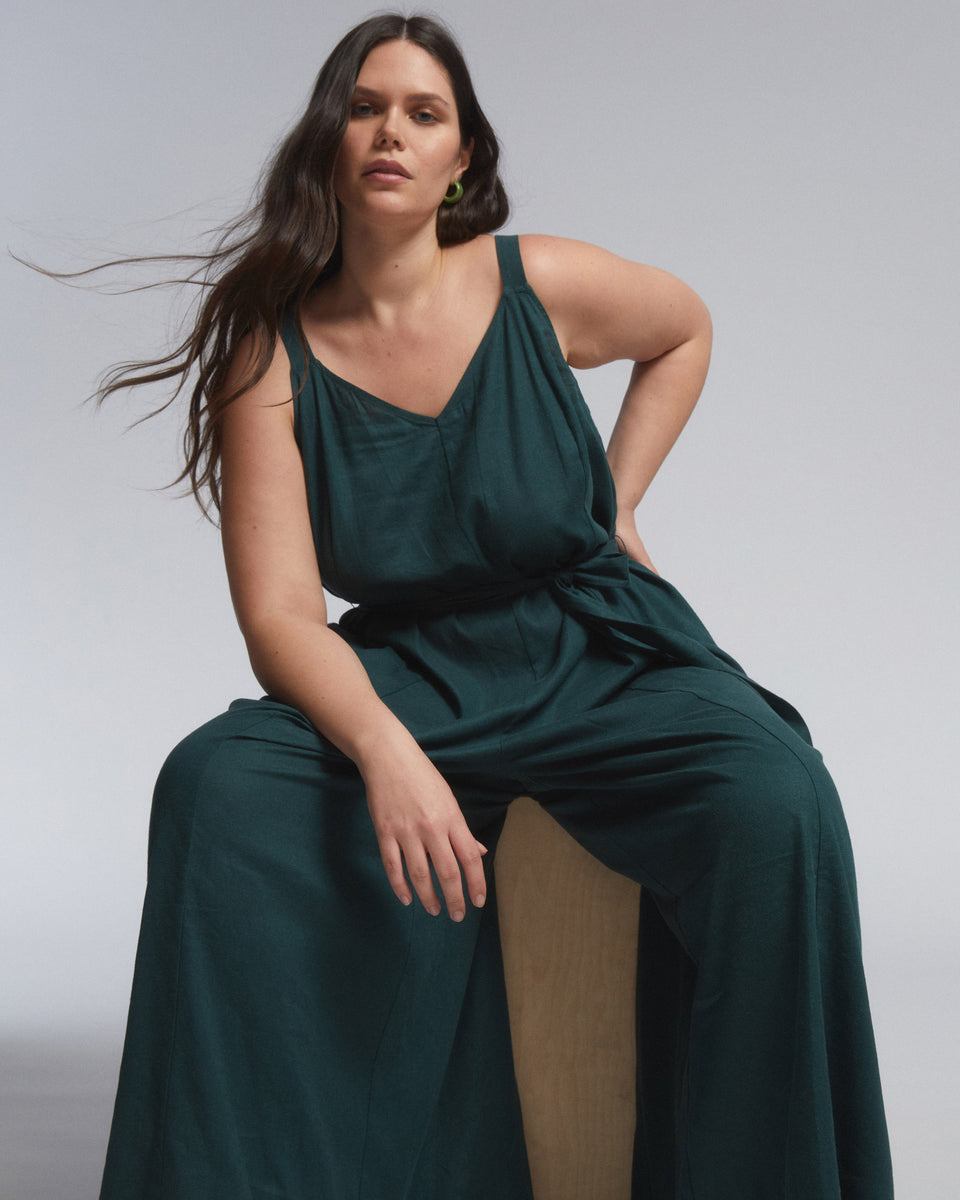 Promenade Linen Jumpsuit - Sea Moss Zoom image 0