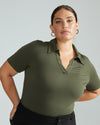 Apero Liquid Jersey Polo Top - Dark Olive thumbnail 0