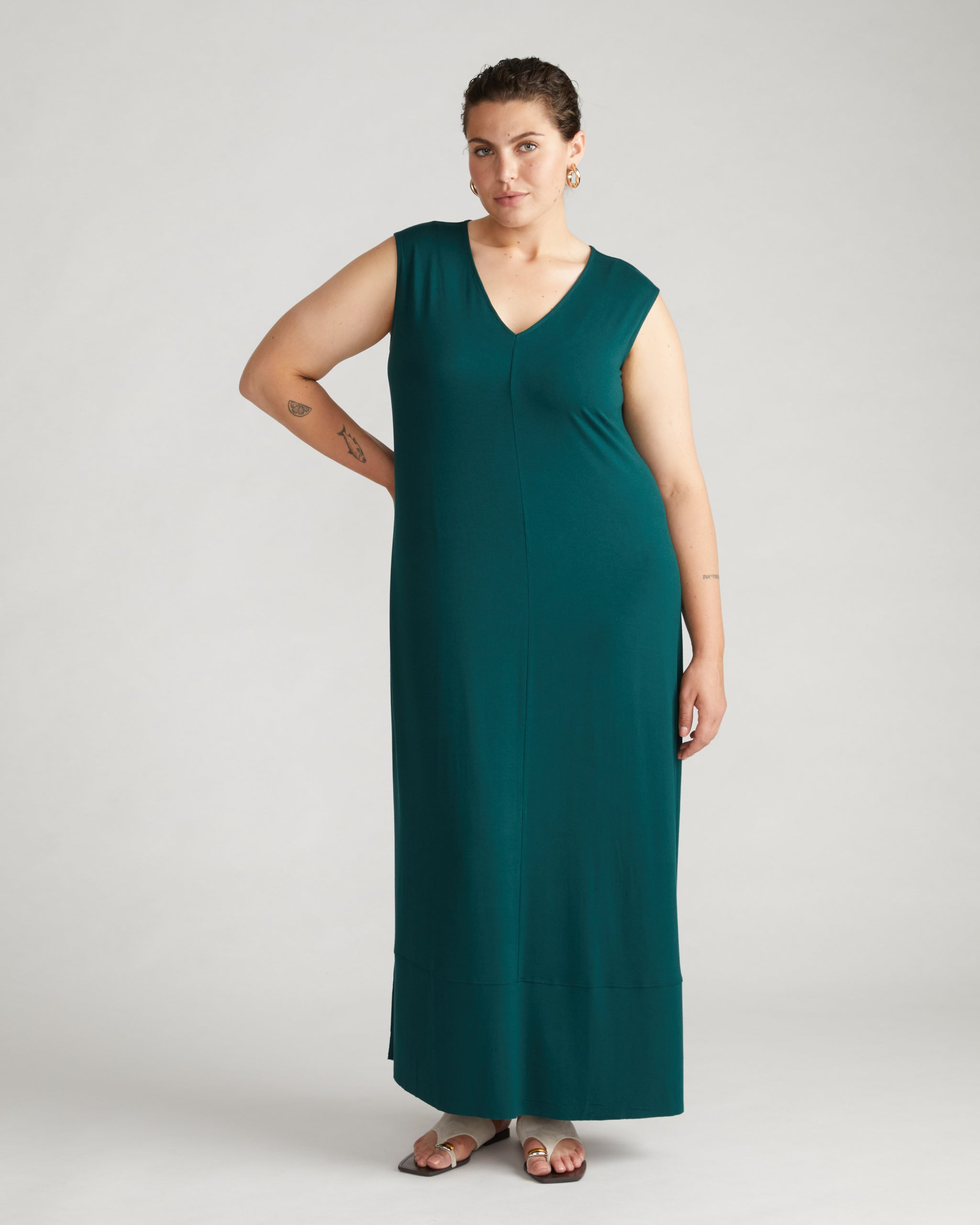 Claremont Liquid Jersey Sheath Dress - Forest Green Zoom image 0