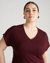 Liquid Jersey Two-Way Short Sleeve Cross Top - Black Cherry thumbnail 0