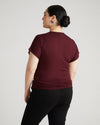 Liquid Jersey Two-Way Short Sleeve Cross Top - Black Cherry thumbnail 3