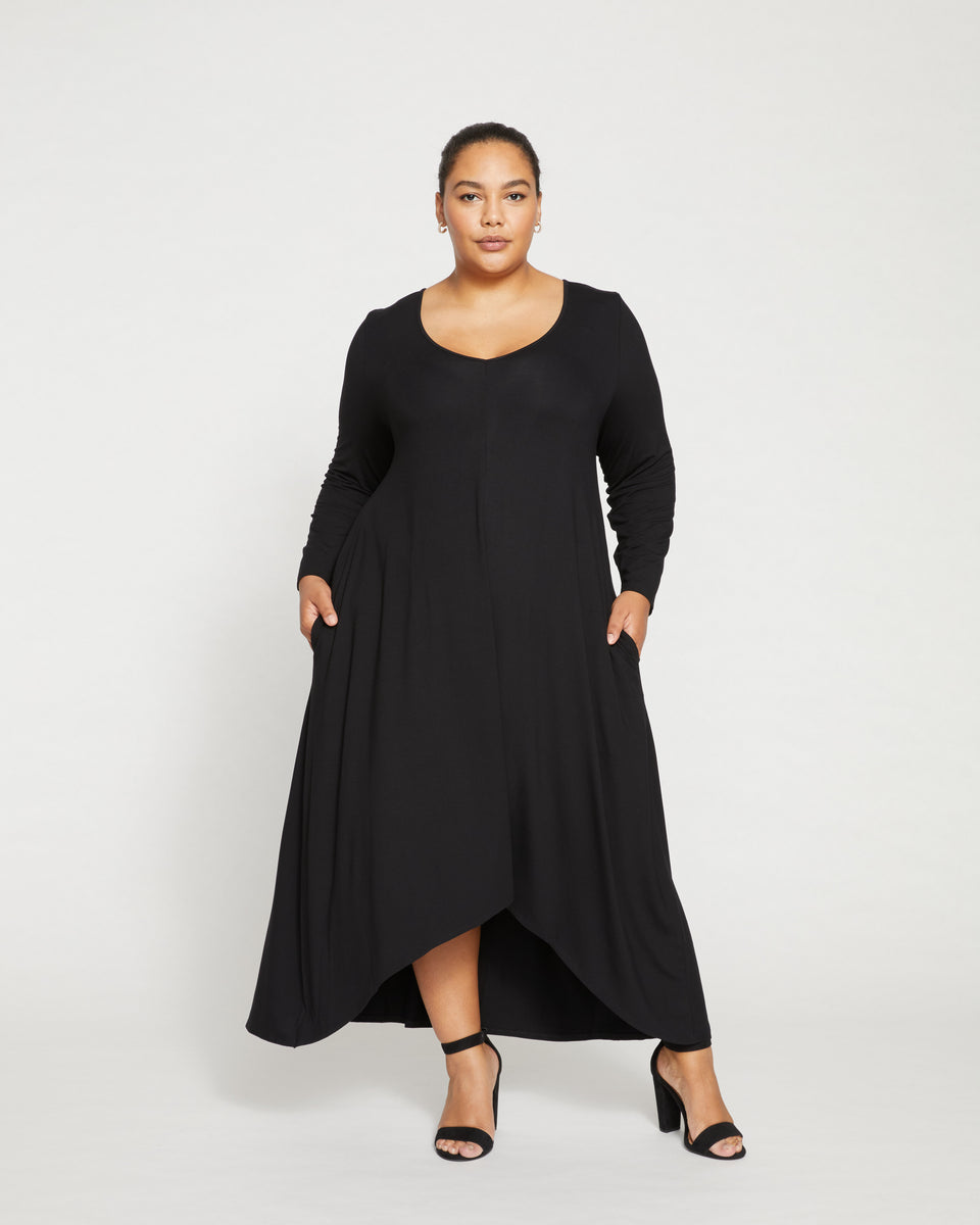 Athena Long Sleeve Divine Jersey Dress - Black Zoom image 0