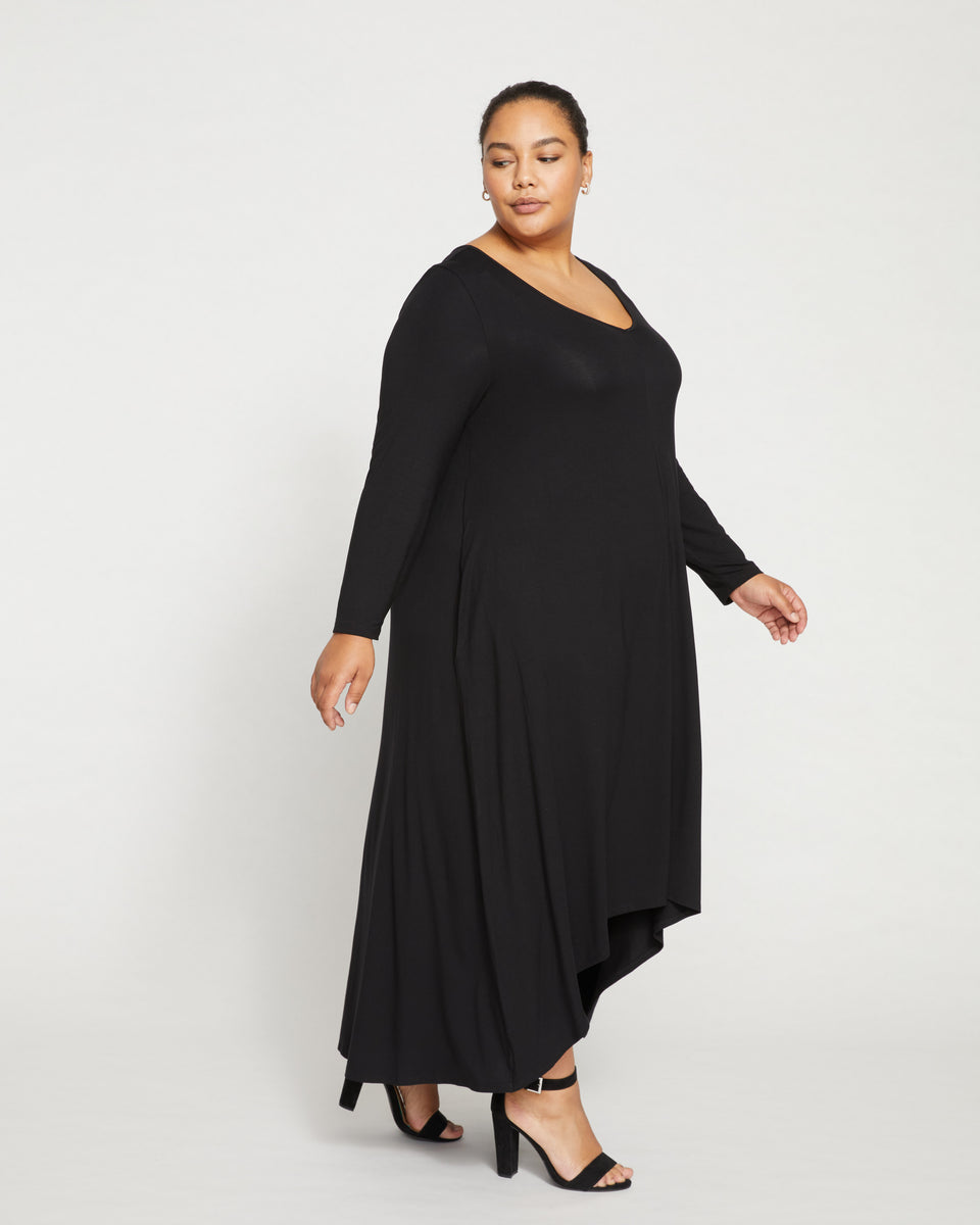 Athena Long Sleeve Divine Jersey Dress - Black Zoom image 2