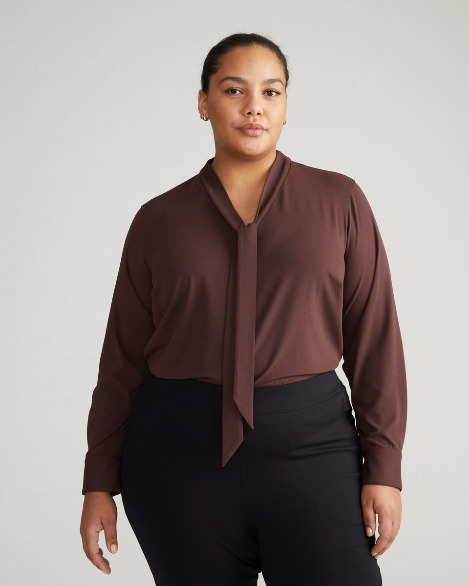 Crepe Jersey Long Sleeve Tess Blouse - Brulee Zoom image 0