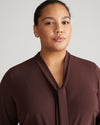 Crepe Jersey Long Sleeve Tess Blouse - Brulee thumbnail 1