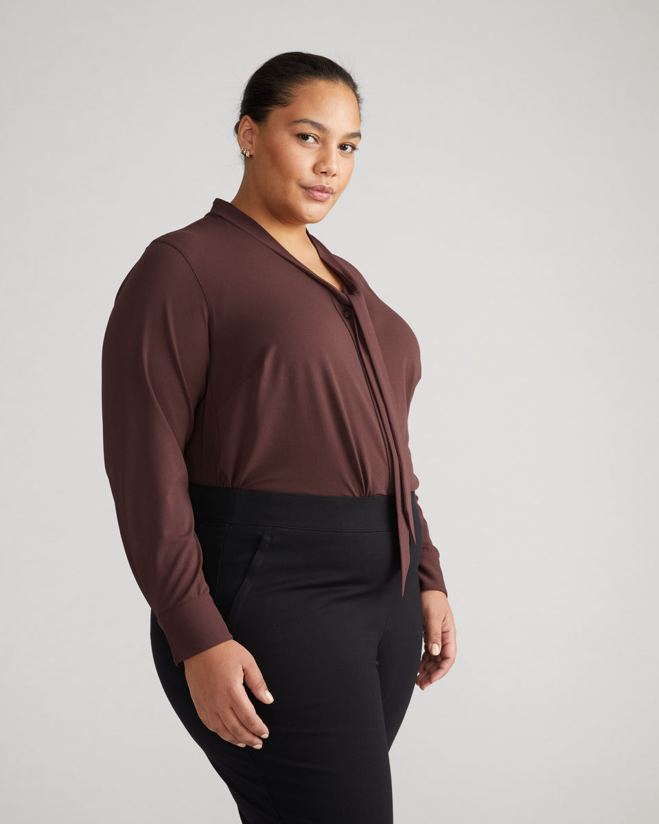 Crepe Jersey Long Sleeve Tess Blouse - Brulee Zoom image 2