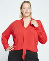 Crepe Jersey Long Sleeve Tess Blouse - Vermilion Red thumbnail 0