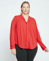 Crepe Jersey Long Sleeve Tess Blouse - Vermilion Red thumbnail 1