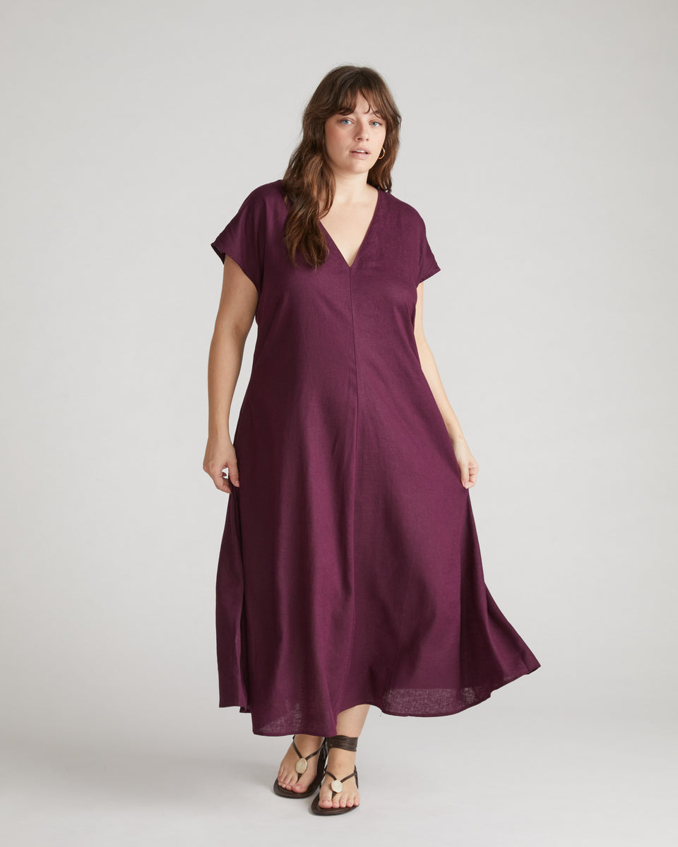 Louvre Bow Back Linen Dress - Acai Zoom image 1