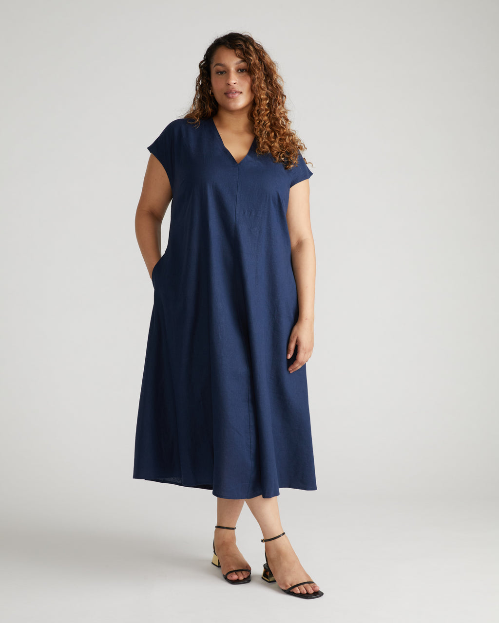 Odeon Stretch Cotton Chambray Shirtdress - Cove Blue