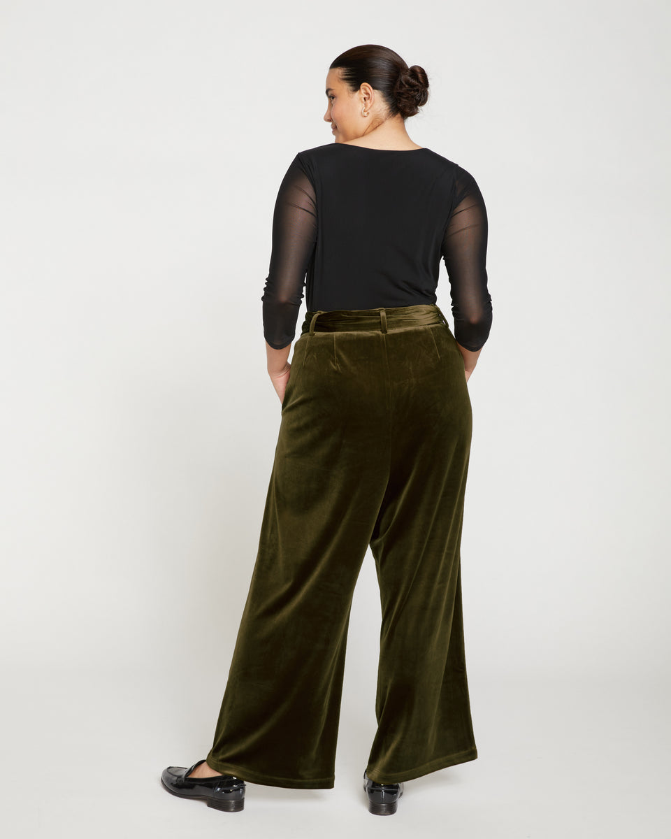 Luxe Belted Velvet Pant - Golden Velvet Zoom image 3