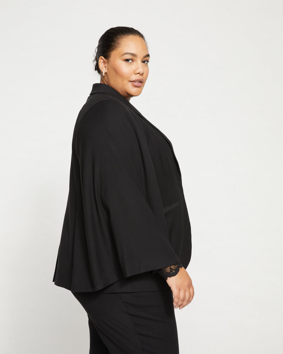 Leon Double Luxe Cape Blazer - Black Zoom image 2