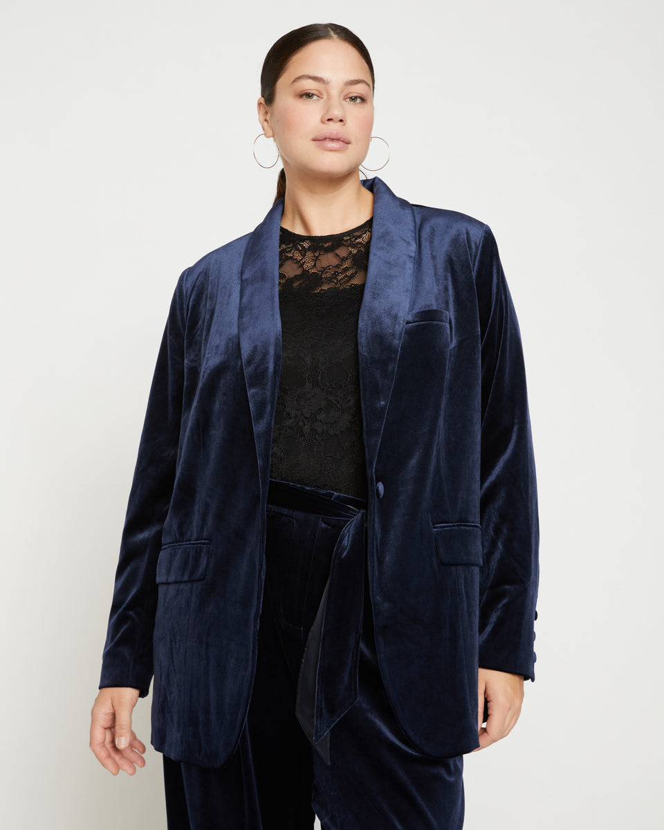 Luxe Velvet Blazer - Moonstone Blue Velvet Zoom image 0