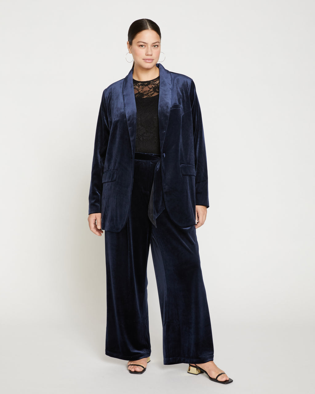 Luxe Velvet Blazer - Moonstone Blue Velvet - image 1