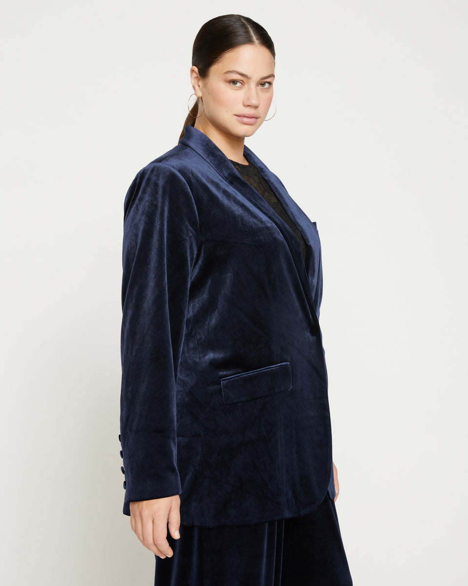 Luxe Velvet Blazer - Moonstone Blue Velvet Zoom image 2