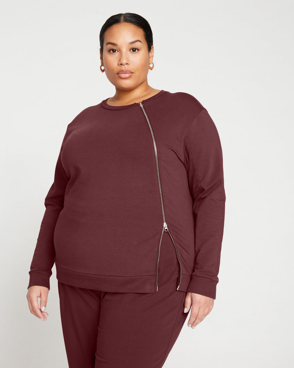 Classic Light Terry Meridian Zip Pullover - Black Cherry Zoom image 0