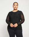 Tinsel Jersey-Lined Fine Mesh Top - Black thumbnail 1