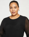 Tinsel Jersey-Lined Fine Mesh Top - Black thumbnail 0