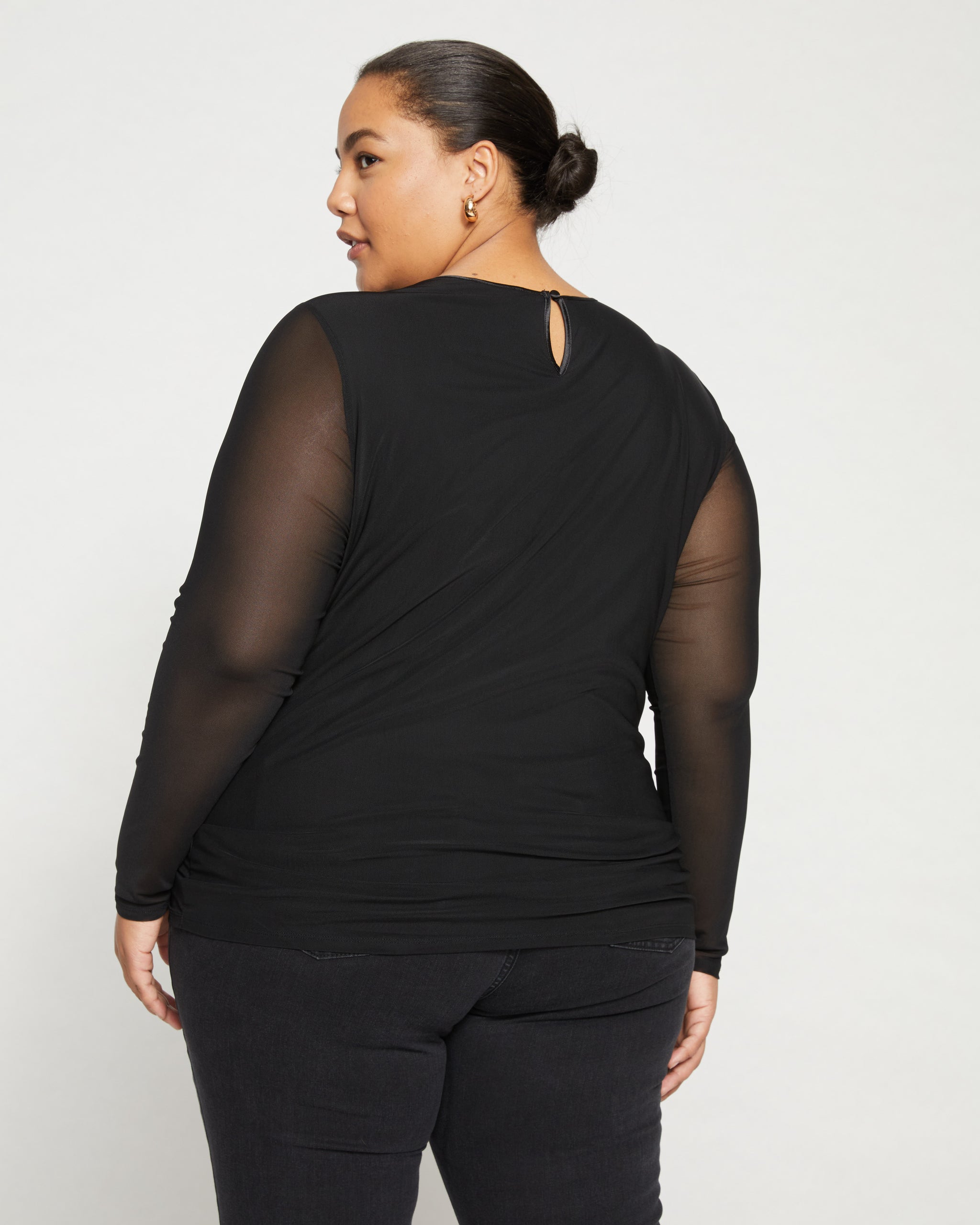 Tinsel Jersey-Lined Fine Mesh Top - Black | Universal Standard