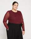 Tinsel Jersey-Lined Fine Mesh Top - Rioja thumbnail 2