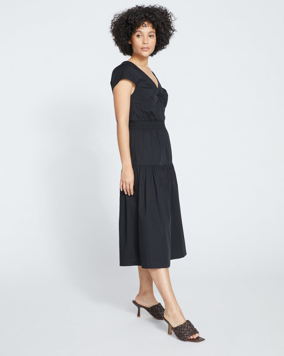 Ambroeus Smocked Poplin Dress - Black Zoom image 2