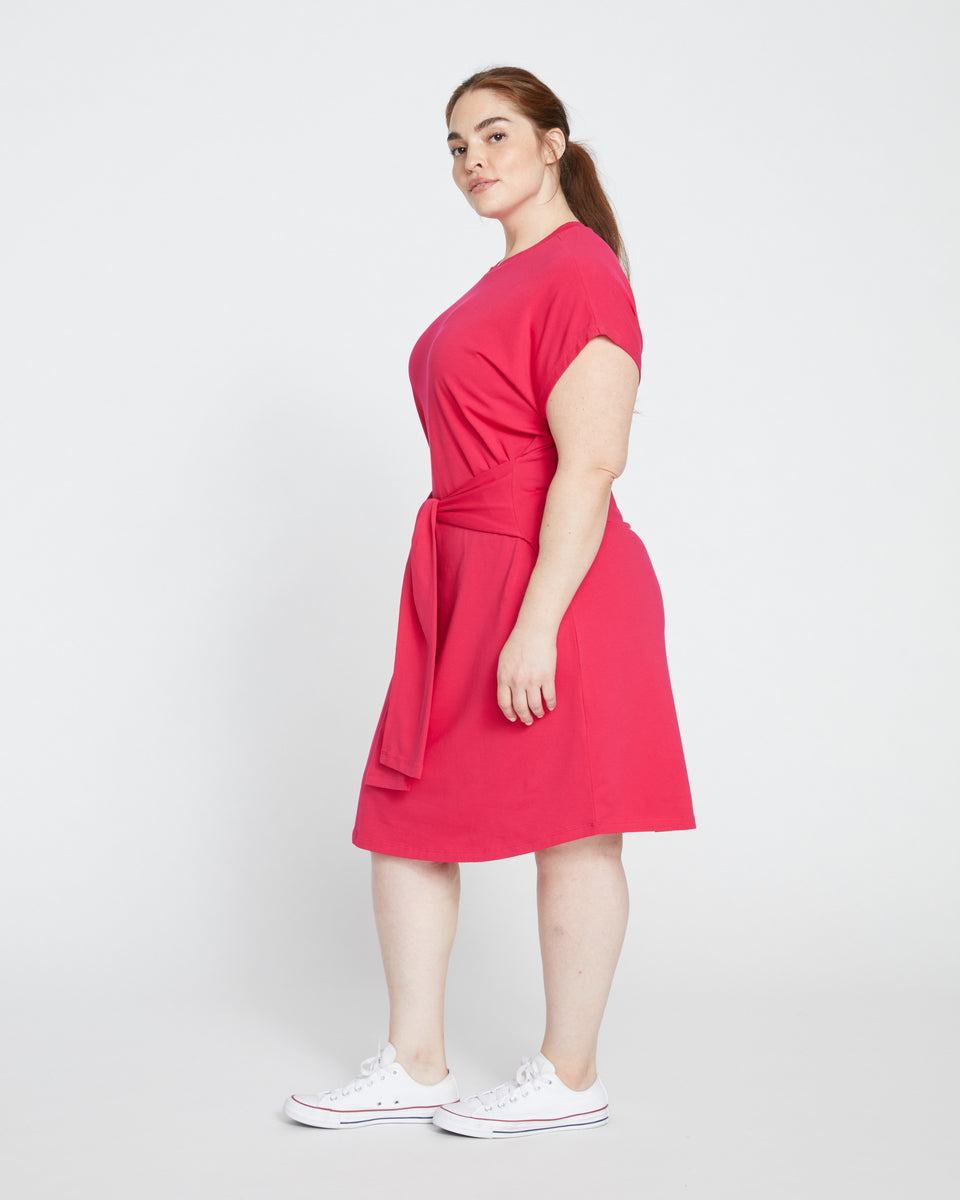 Classic Jersey Tie Dress - Cerise Zoom image 2