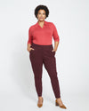 Moro Pintuck Pocket Ponte Pants - Black Cherry thumbnail 1