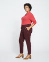 Moro Pintuck Pocket Ponte Pants - Black Cherry thumbnail 3