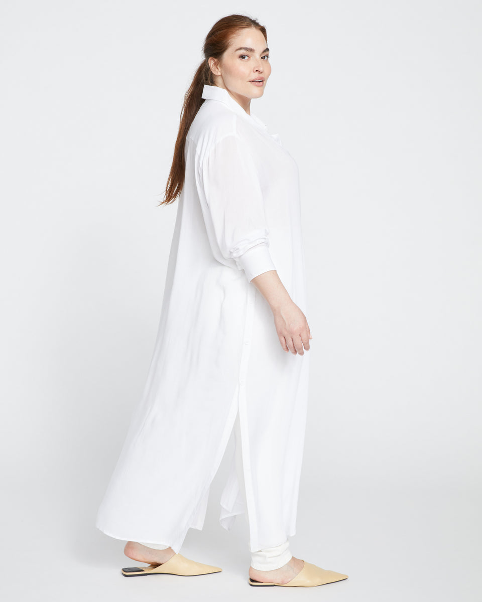 Nailah Button Down Tunic - White Zoom image 2