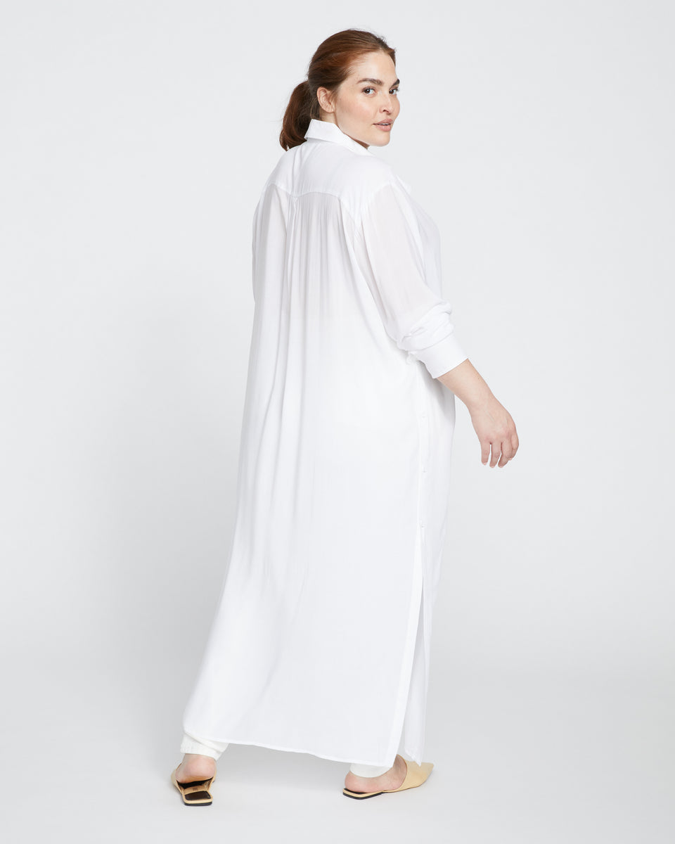 Nailah Button Down Tunic - White Zoom image 3