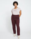 Long Cigarette Ponte Pants - Black Cherry thumbnail 0