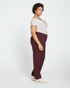 Long Cigarette Ponte Pants - Black Cherry thumbnail 2