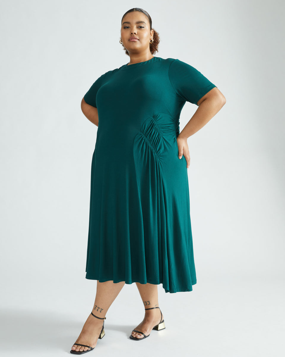 Devi Liquid Jersey Dress - Forest Green Zoom image 0