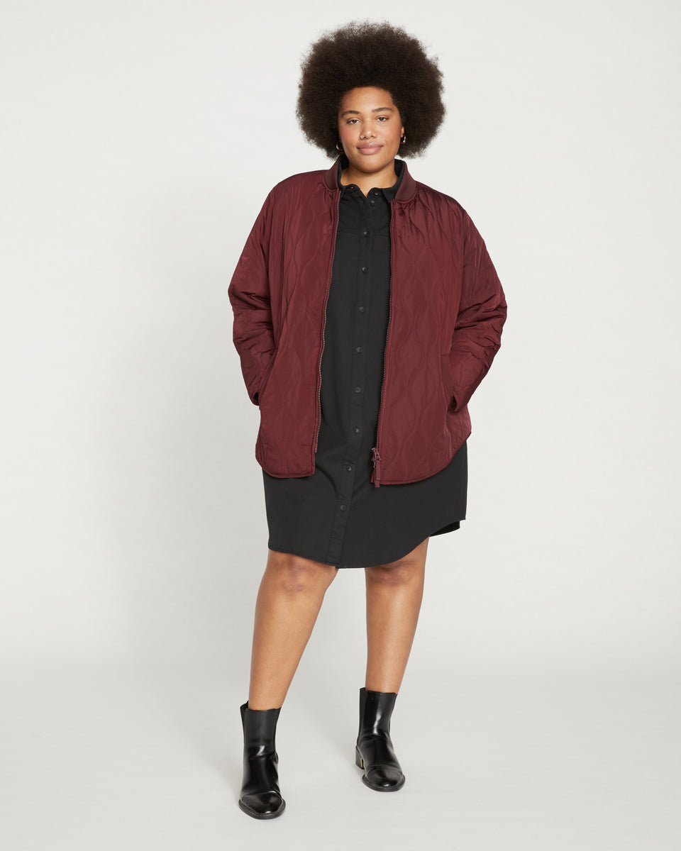 Hudson Quilted Coat - Black Cherry Zoom image 0