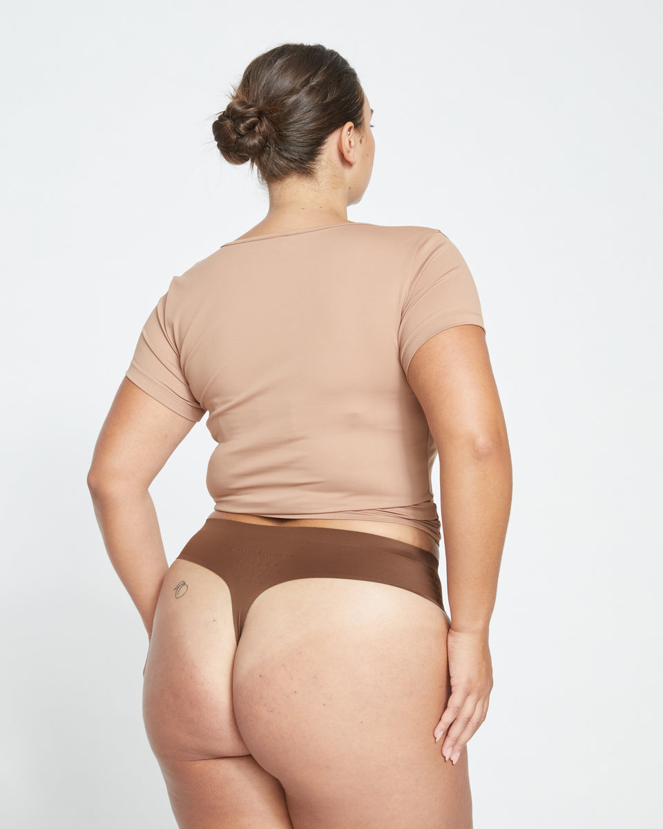 LaserSmooth High Rise Thong - Cocoa Zoom image 3