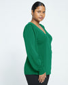 Crepe Jersey Gathered V-Neck Blouse - Jardin thumbnail 2