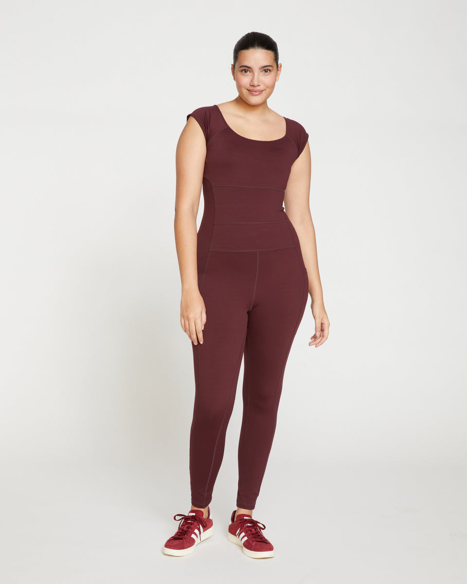 Next-to-Naked Cap Sleeve Bodysuit - Black Cherry Zoom image 1