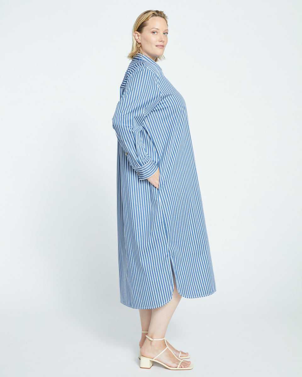 Odeon Stretch Poplin Shirtdress - Bleu Scolaire/White Stripe Zoom image 2