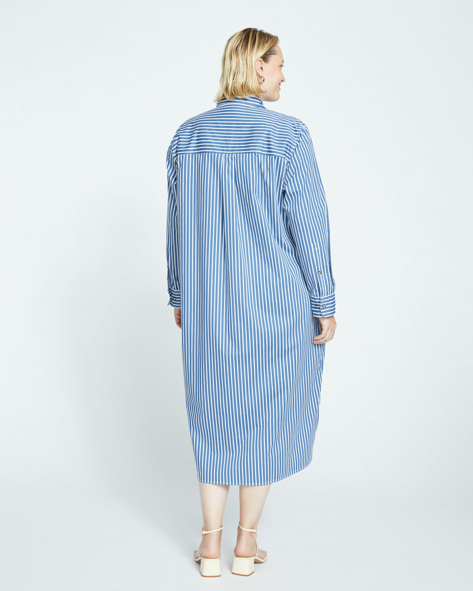 Odeon Stretch Poplin Shirtdress - Bleu Scolaire/White Stripe Zoom image 3